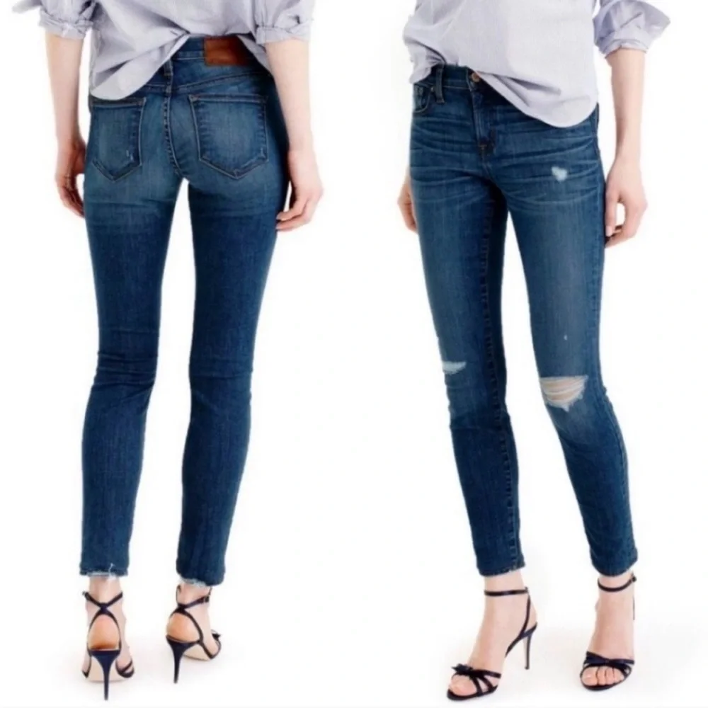 J.Crew‎ Jeans Toothpick Skinny Distressed 31 Pamona Wash Stretch Destroyed